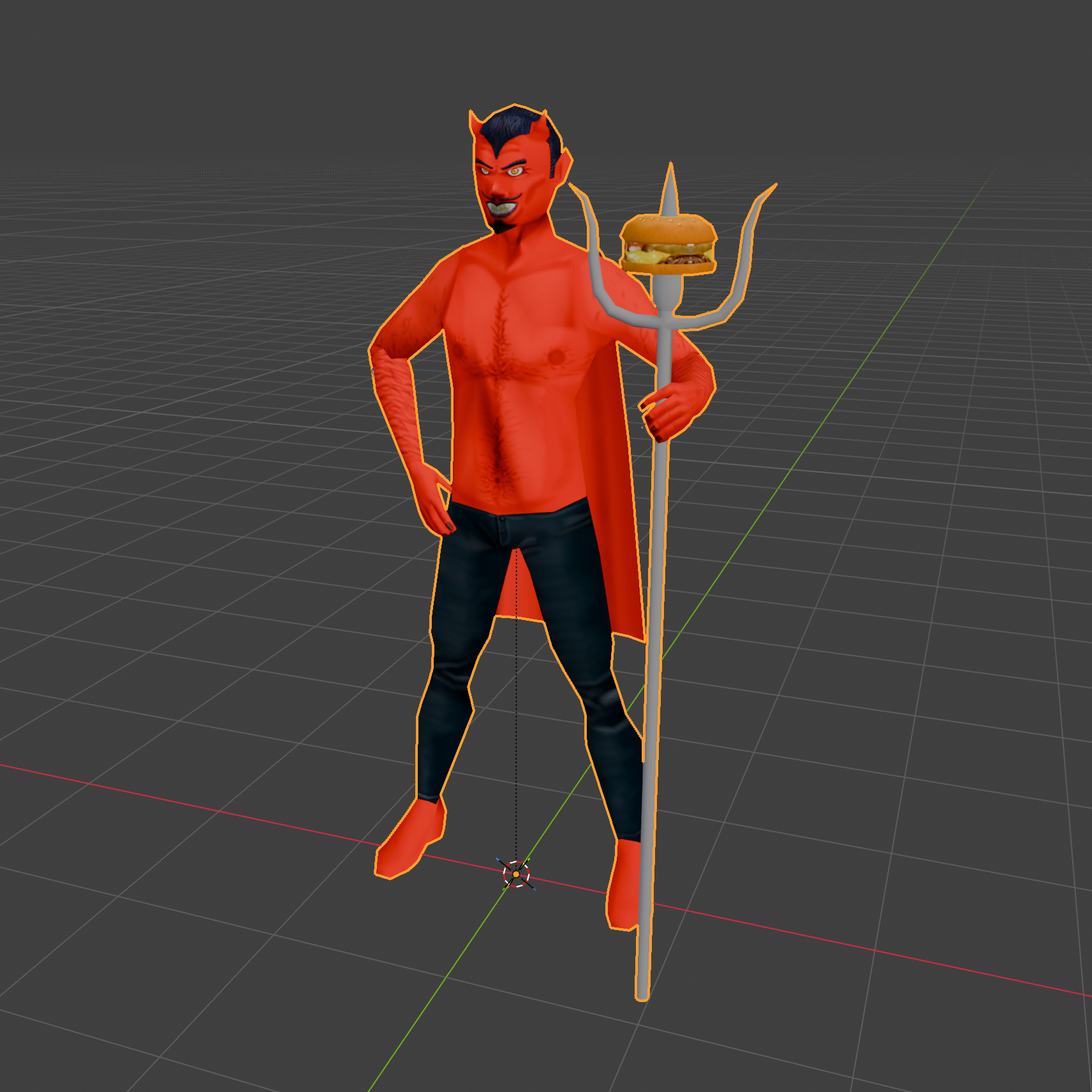 A 3D model of a Devil mascot for a diner