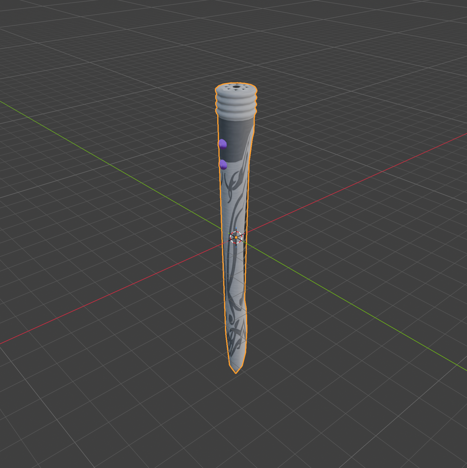 A 3D model of a lightsaber hilt