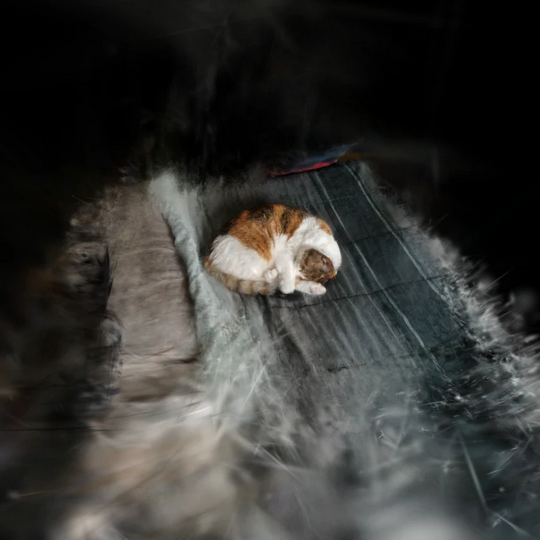 a screenshot of a gaussian splat of my cat